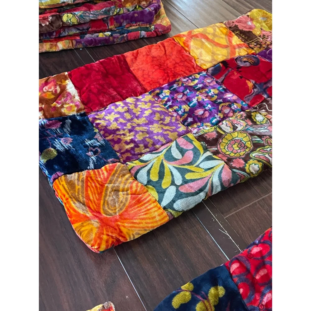 Lot of 10 Vintage 60s Patchwork Velvet Pillow Shams India Boho Handmade